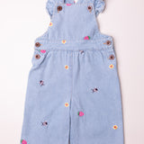 All-over embroidered denim overall
