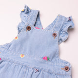 All-over embroidered denim overall