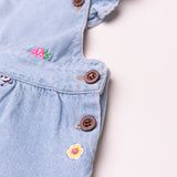 All-over embroidered denim overall
