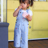 All-over embroidered denim overall